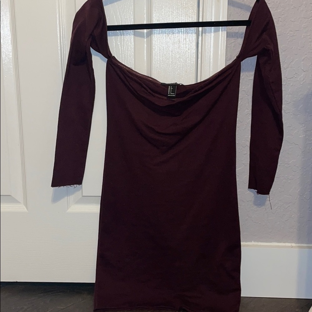 Forever 21 Maroon Off the Shoulder Dress Small
